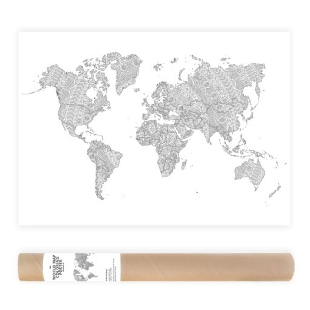 Plakat do Kolorowania - Mapa Świata z Wzorem Mandala – Anna Grunduls