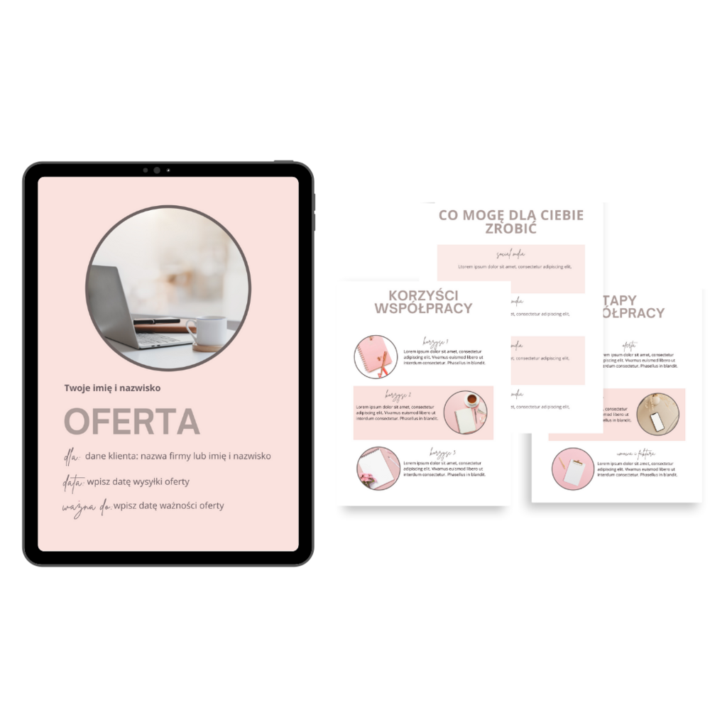 SZABLON OFERTY  biznesowej (minimalistyczny) dla wirtualnej asystentki, freelancera w Canvie – Dorota Mroczek, szablon oferty