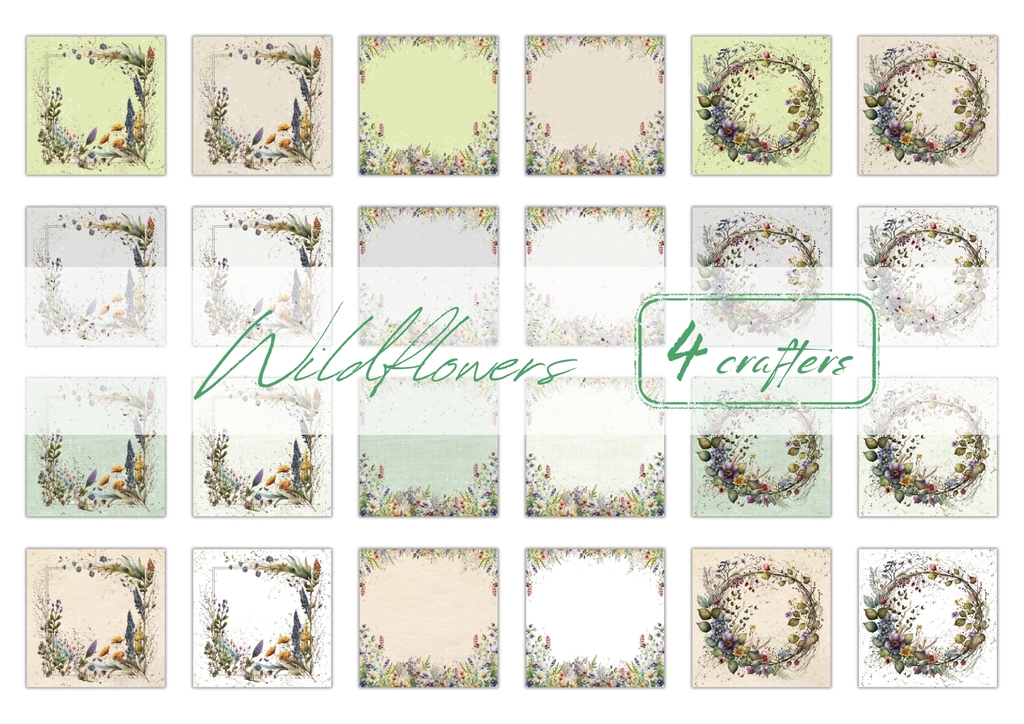 Wildflowers zestaw cyfrowych papierów do scrapbookingu