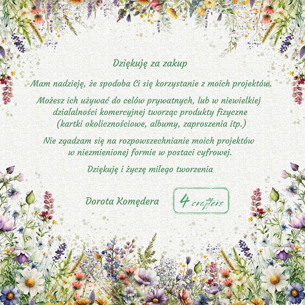 Wildflowers zestaw cyfrowych papierów do scrapbookingu