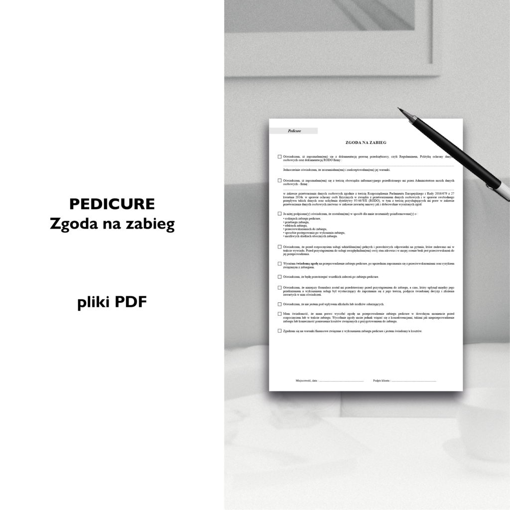PEDICURE dokumenty zabiegowe PAKIET - Anna Miakienko; dokumenty zabiegowe