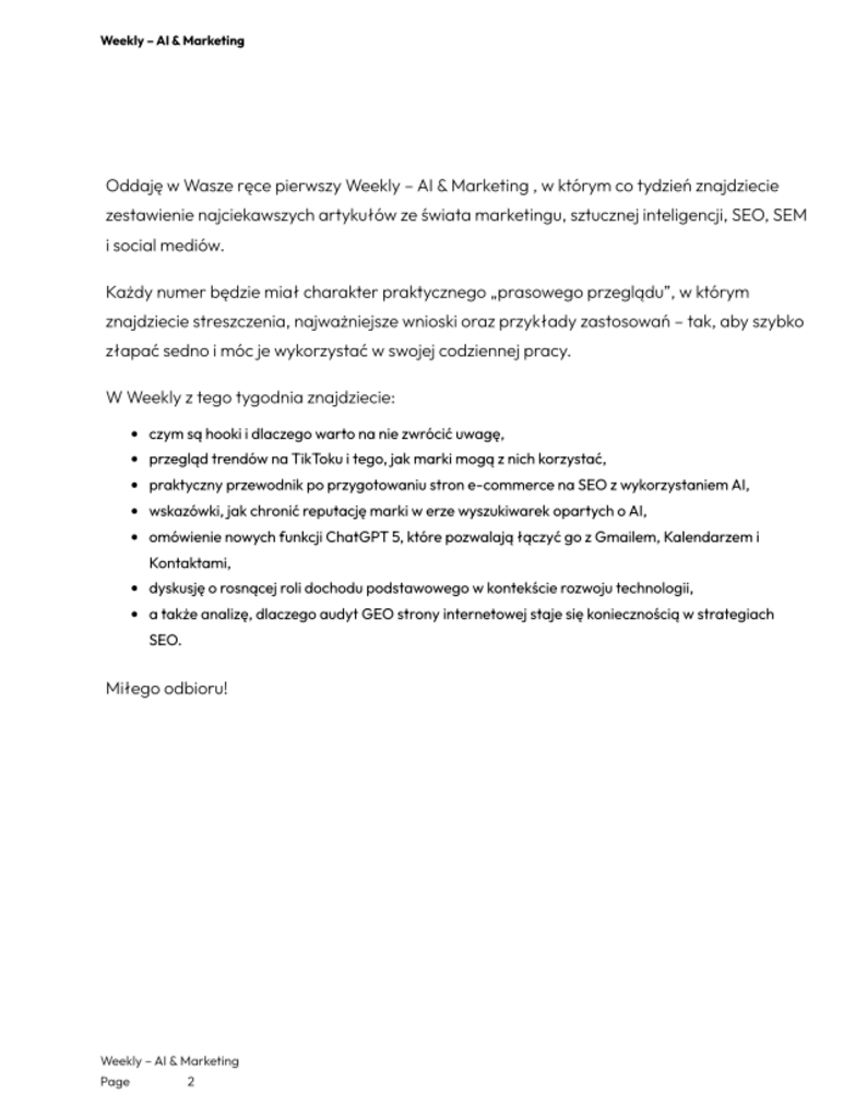 Weekly – AI & Marketing #1 (11–17.08.2025) - Gradient Cat; e-book