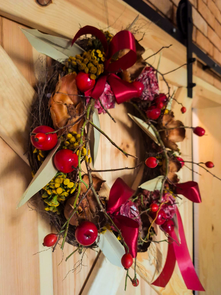 Wianek naturalny z rajskich jabłuszek i wrotyczu - Wianki Naturalne; wianek