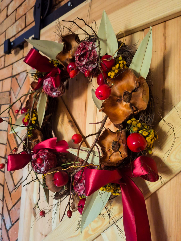 Wianek naturalny z rajskich jabłuszek i wrotyczu - Wianki Naturalne; wianek