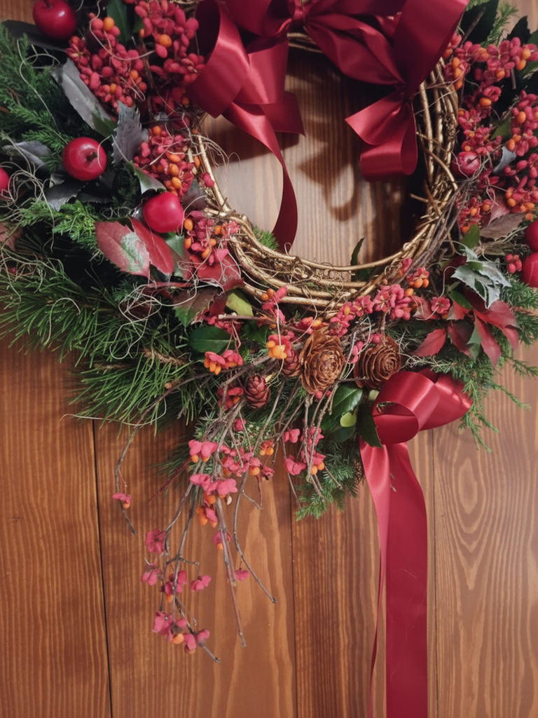 Naturalny świąteczny wianek na drzwi - Wianki Naturalne; wianek