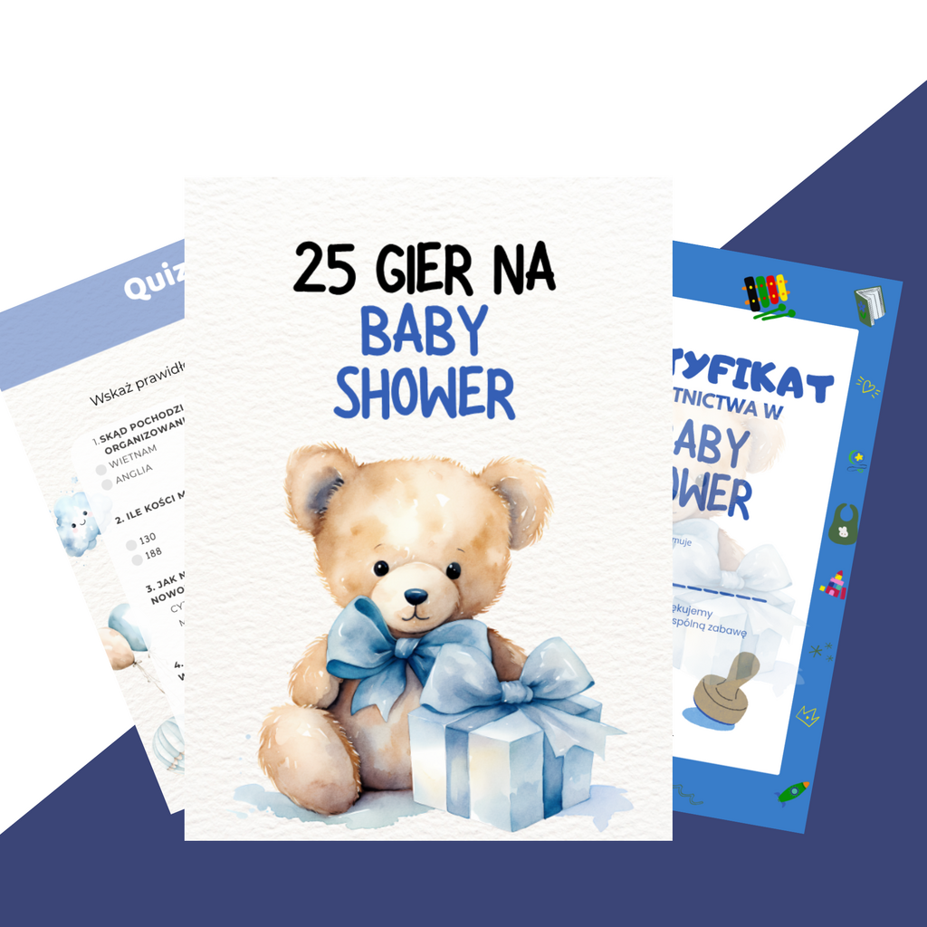 25 Gry i zabawy NA BABY SHOWER gotowe do druku + CERTYFIKAT - @gotowedodruku; gra