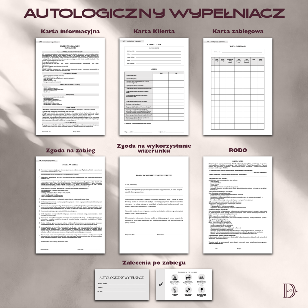 AUTOLOGICZNY WYPEŁNIACZ (ATR) dokumenty zabiegowe PAKIET - Anna Miakienko; dokumenty zabiegowe
