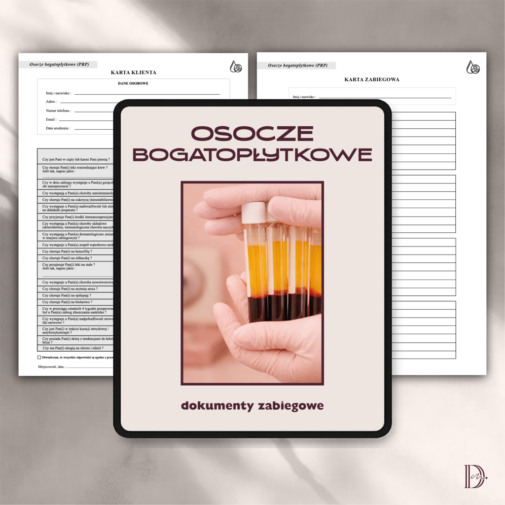 OSOCZE BOGATOPŁYTKOWE dokumenty zabiegowe PAKIET - Anna Miakienko; dokumenty zabiegowe