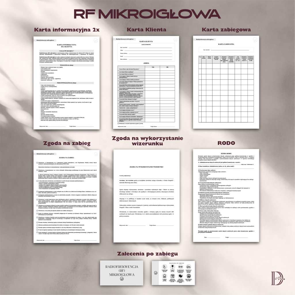 RF MIKROIGŁOWA dokumenty zabiegowe PAKIET - Anna Miakienko; dokumenty zabiegowe