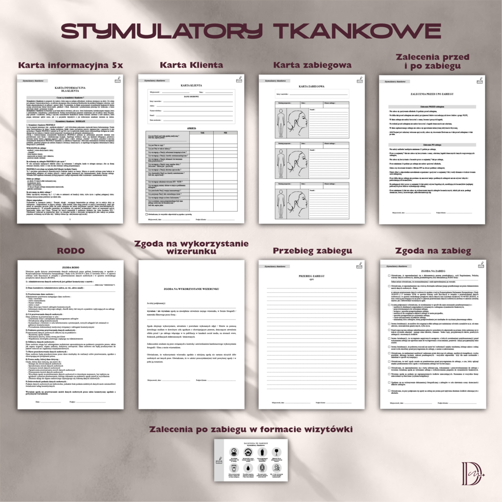 STYMULATORY TKANKOWE dokumenty zabiegowe PAKIET - Anna Miakienko; dokumenty zabiegowe