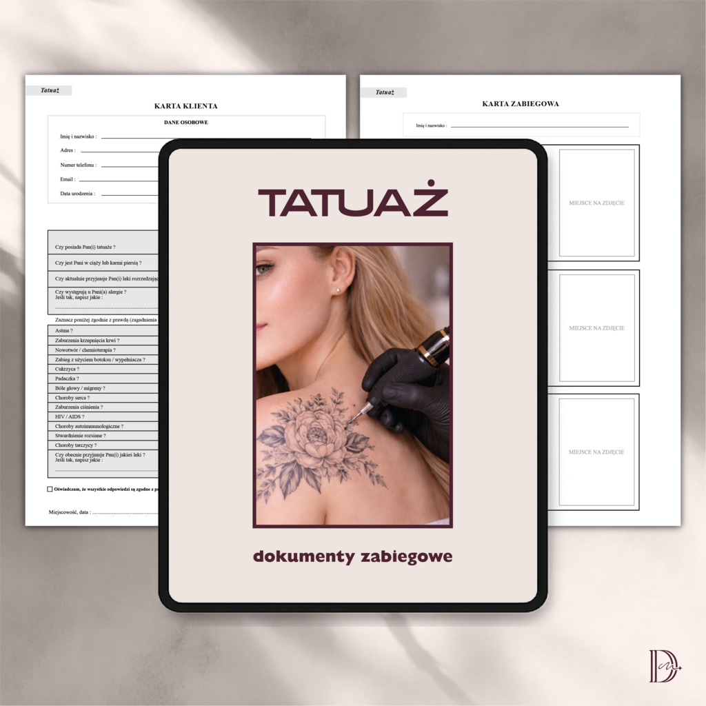  TATUAŻ dokumenty zabiegowe PAKIET - Anna Miakienko; dokumenty zabiegowe