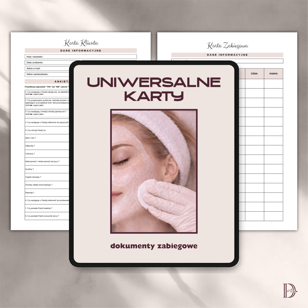 UNIWERSALNE KARTY ZABIEGOWE dokumenty zabiegowe PAKIET
