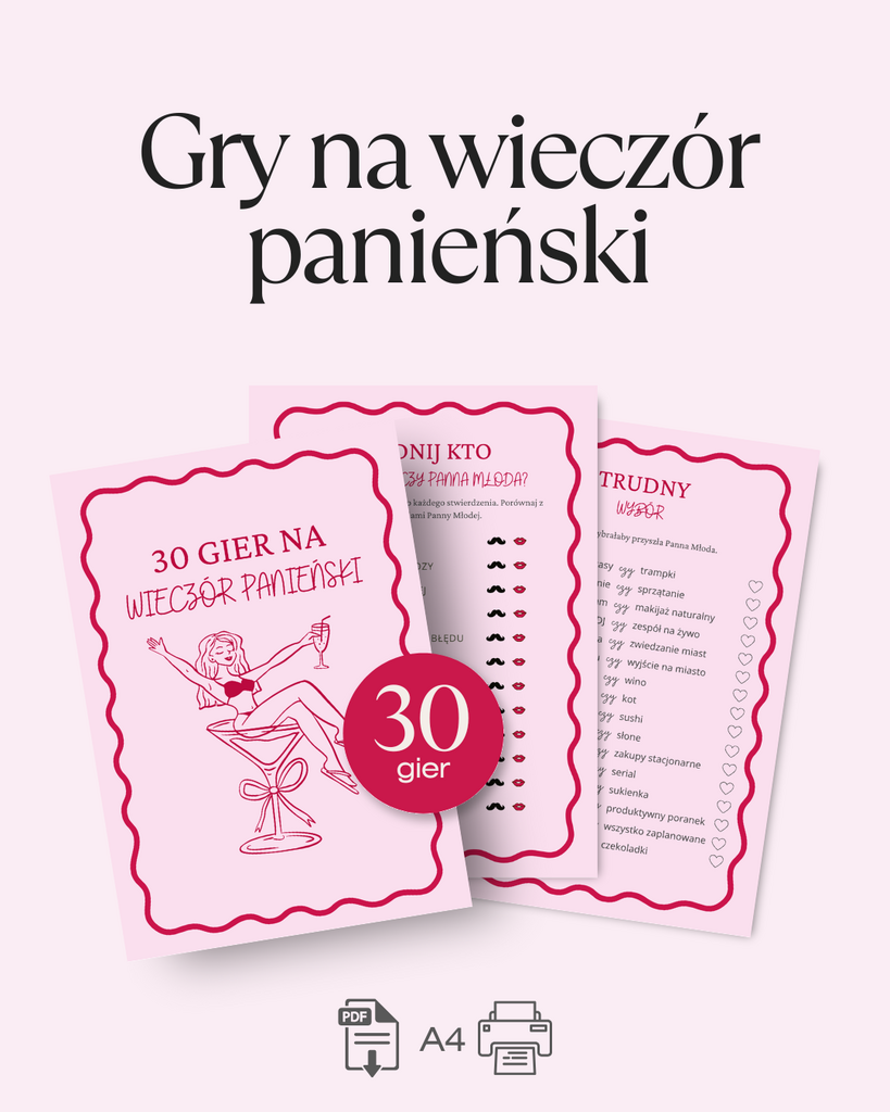 30 GIER NA WIECZÓR PANIEŃSKI - PDF DO DRUKU Produkt Cyfrowy - @fajnedodruku; gra