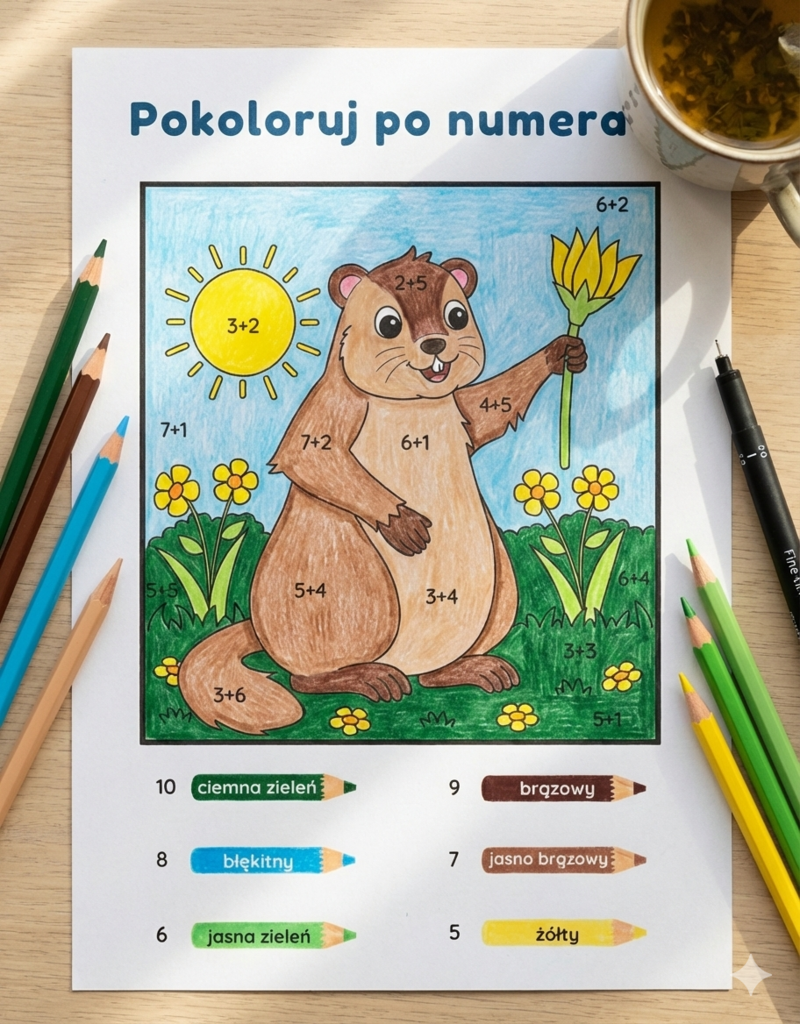 Materiały edukacyjne dydaktyczne dla dzieci - Kolorowanie po Numerach - @gotowedodruku; materiały edukacyjne