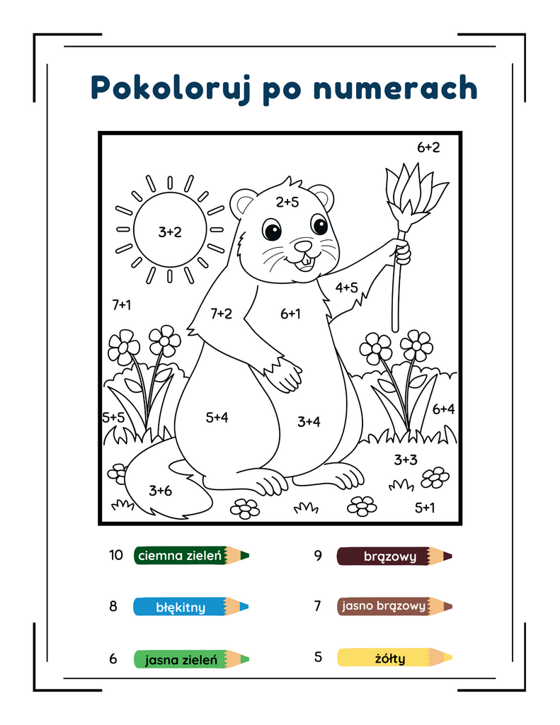 Materiały edukacyjne dydaktyczne dla dzieci - Kolorowanie po Numerach - @gotowedodruku; materiały edukacyjne