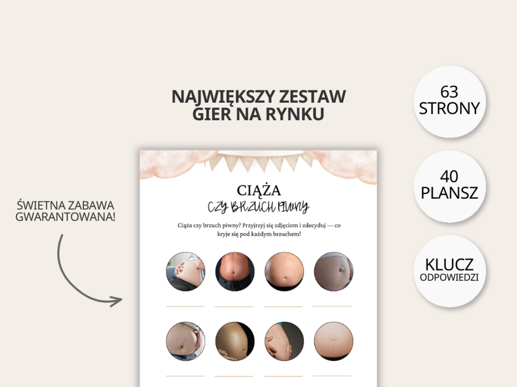 40 GRY I ZABAWY NA BABY SHOWER - PDF DO DRUKU Produkt Cyfrowy - @fajnedodruku; gra