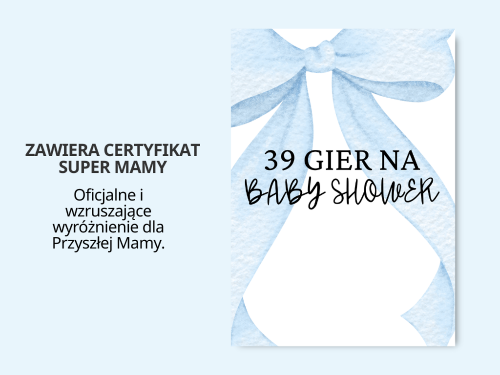 ZABAWY NA BABY SHOWER BLUE - 39 GIER PDF DO WYDRUKU - @fajnedodruku; gra