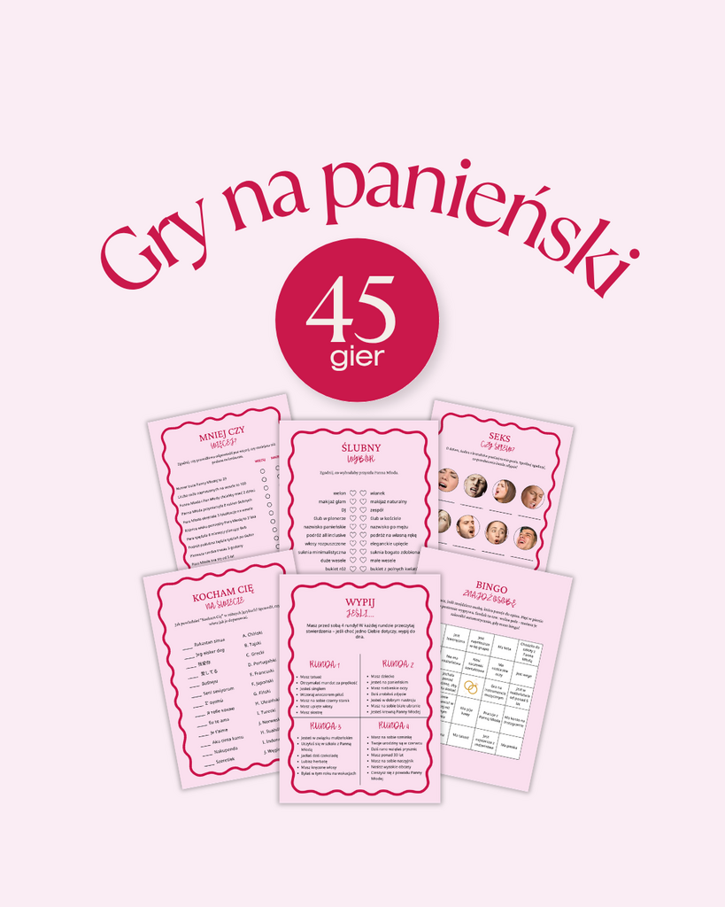 PAKIET 45 GIER NA PANIEŃSKI DO DRUKU + CERTYFIKAT + KLUCZ ODPOWIEDZI - @fajnedodruku; gra