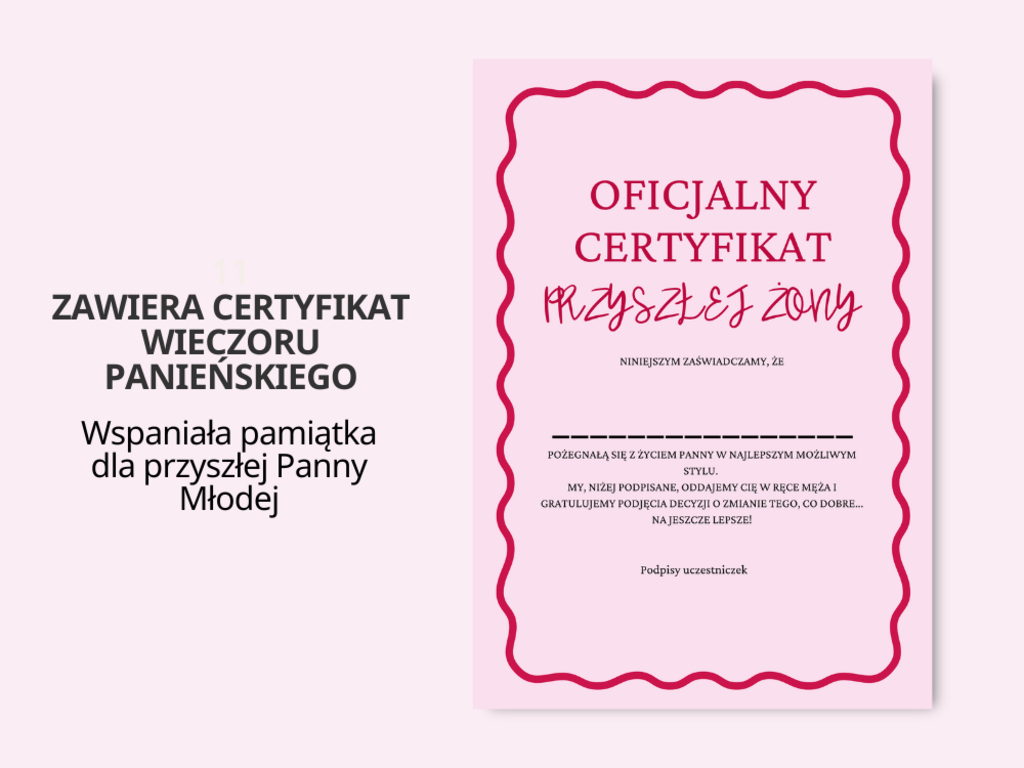 PAKIET 45 GIER NA PANIEŃSKI DO DRUKU + CERTYFIKAT + KLUCZ ODPOWIEDZI - @fajnedodruku; gra