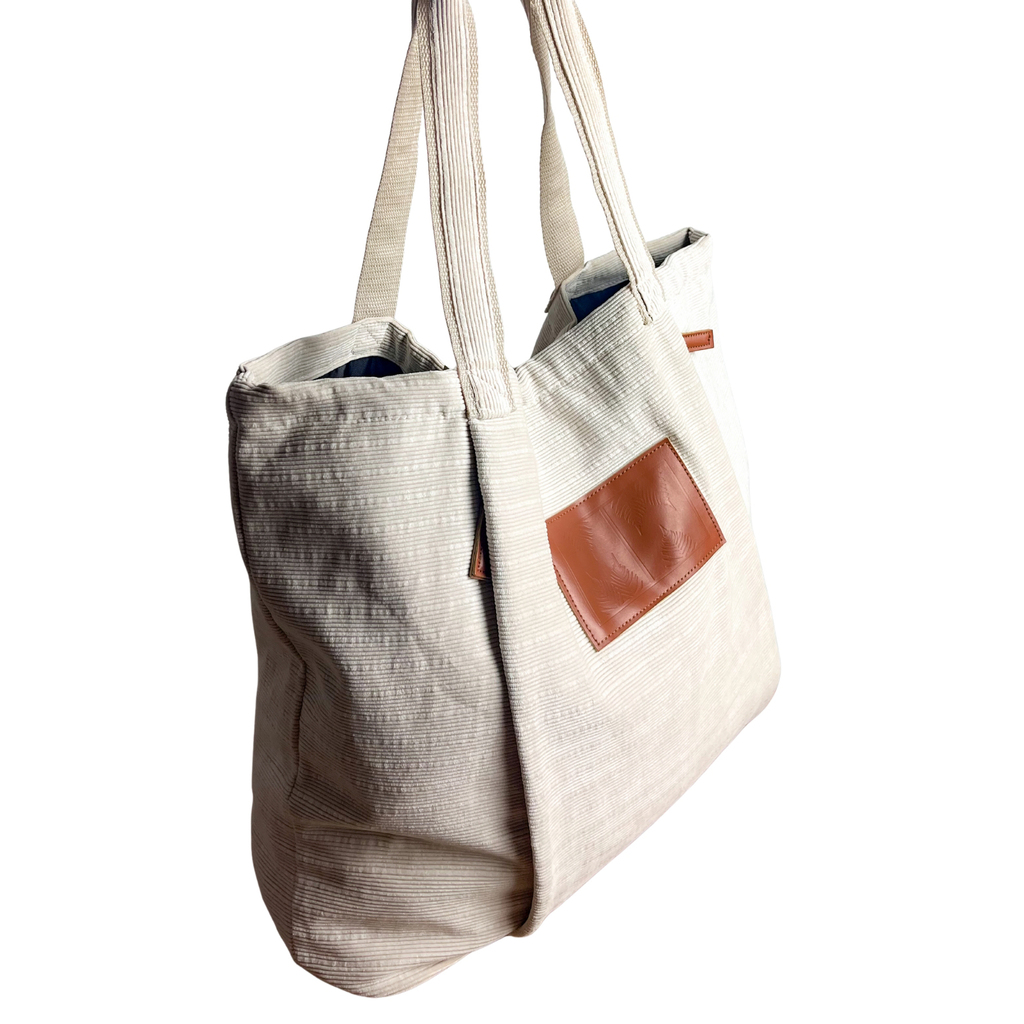 Torba sportowa typu shopper z kieszenią na matę do jogi TANSY Cream - Mellow Ways; torba