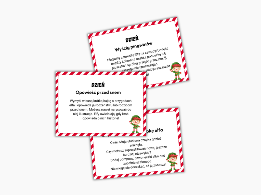 ELF PSOTNIK ZADANIA (31 KART) + LIST – PRODUKT CYFROWY PDF DO DRUKU - @fajnedodruku; karty pracy