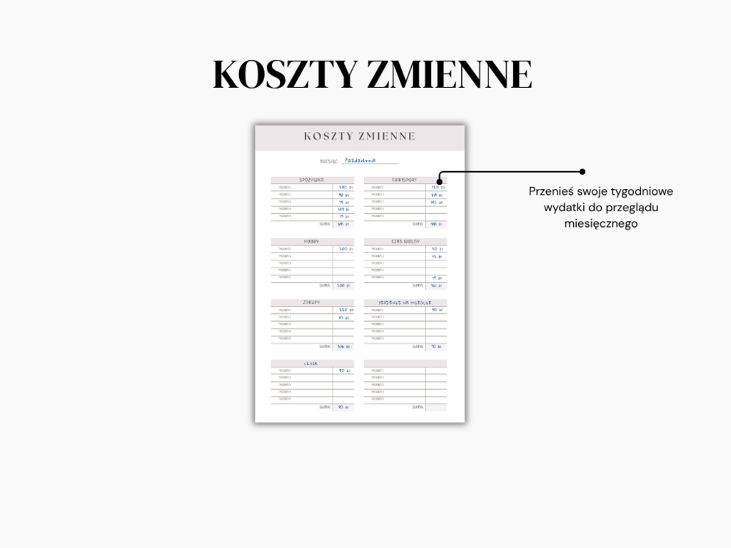 Planer finansowy do druku | Planer wydatków dla początkujących - @fajnedodruku; planer